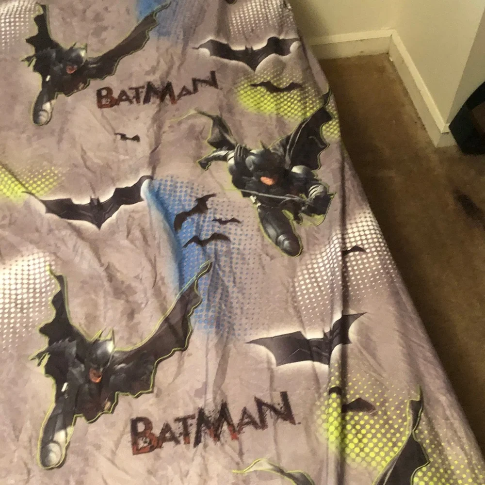 Batman Gray Sheet with Black and Neon Yellow & Blue Accents